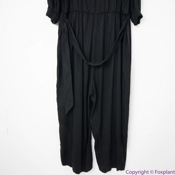 NEW Eloquii black Cropped Jumpsuit with Button Front, 20 - Picture 8 of 16